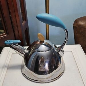 Michael Graves Stainless Steel Teapot with Blue Handle